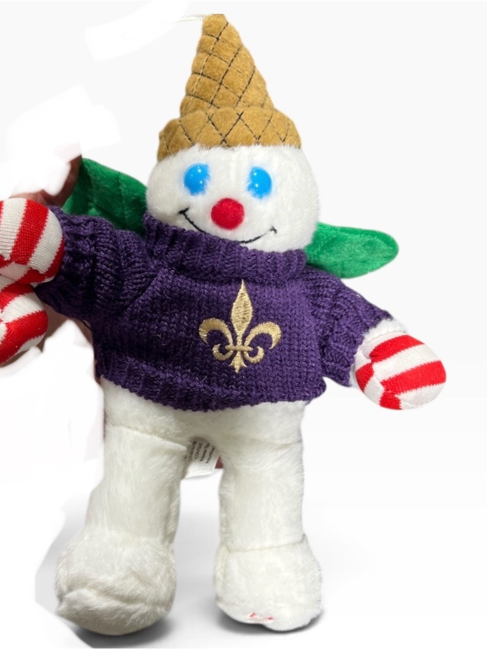 Mr Bingle 2011 Collectible 10”Christmas Plush Fleur de lis Candy Cane NOLA LSU